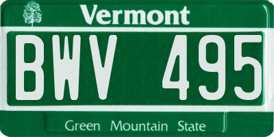 VT license plate BWV495