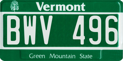VT license plate BWV496