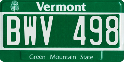 VT license plate BWV498