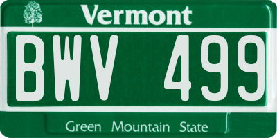 VT license plate BWV499