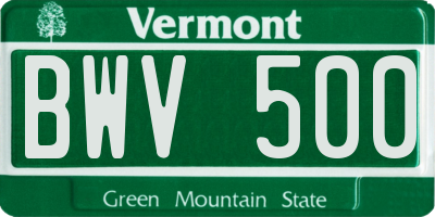 VT license plate BWV500