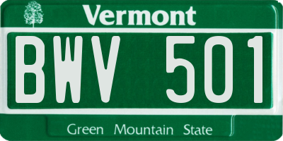 VT license plate BWV501