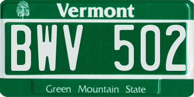 VT license plate BWV502