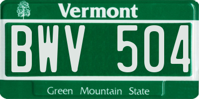 VT license plate BWV504