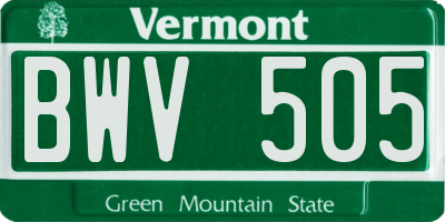 VT license plate BWV505