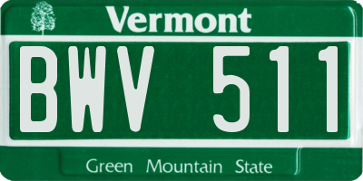 VT license plate BWV511