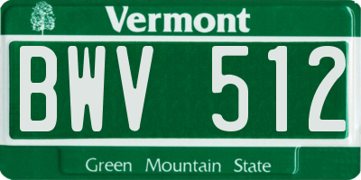 VT license plate BWV512