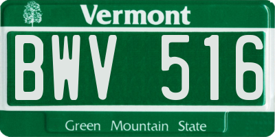 VT license plate BWV516
