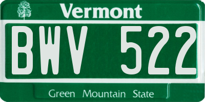 VT license plate BWV522