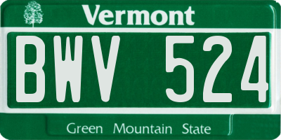 VT license plate BWV524