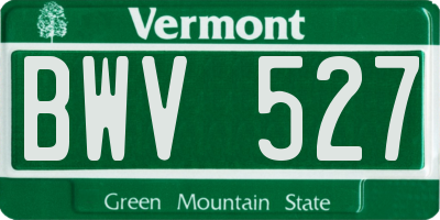 VT license plate BWV527