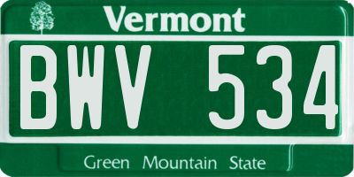 VT license plate BWV534