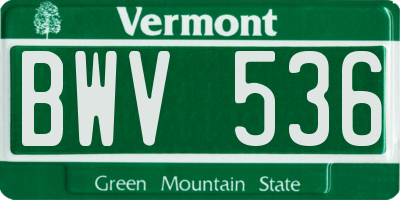 VT license plate BWV536