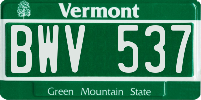 VT license plate BWV537