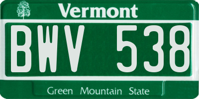 VT license plate BWV538