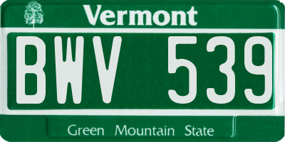VT license plate BWV539