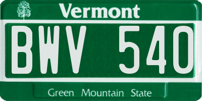 VT license plate BWV540