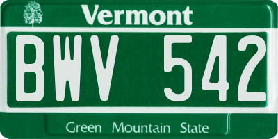 VT license plate BWV542