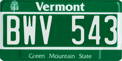 VT license plate BWV543