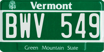 VT license plate BWV549