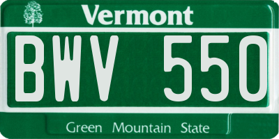 VT license plate BWV550