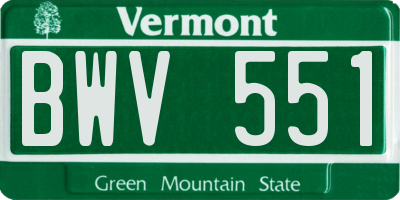 VT license plate BWV551