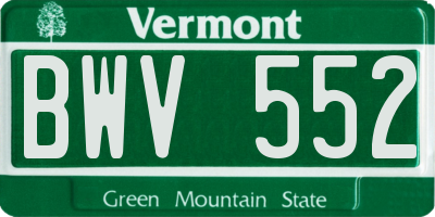 VT license plate BWV552