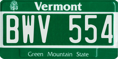 VT license plate BWV554