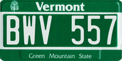 VT license plate BWV557