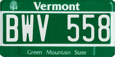 VT license plate BWV558