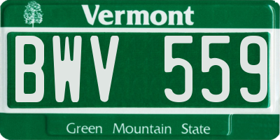 VT license plate BWV559