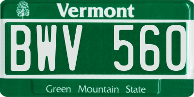 VT license plate BWV560