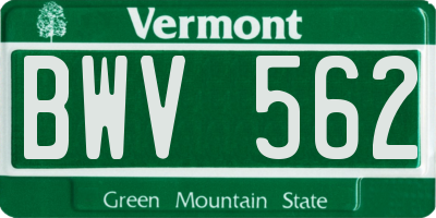 VT license plate BWV562