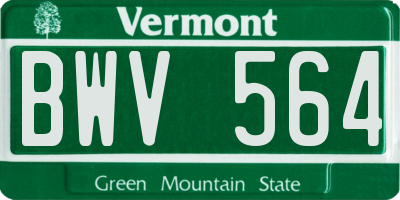 VT license plate BWV564