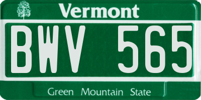 VT license plate BWV565