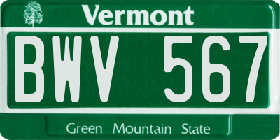 VT license plate BWV567