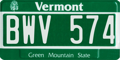 VT license plate BWV574