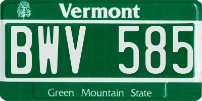 VT license plate BWV585