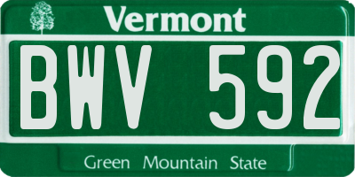 VT license plate BWV592