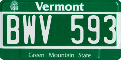 VT license plate BWV593