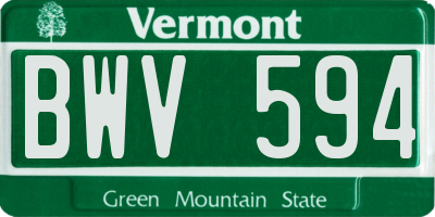 VT license plate BWV594