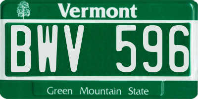 VT license plate BWV596