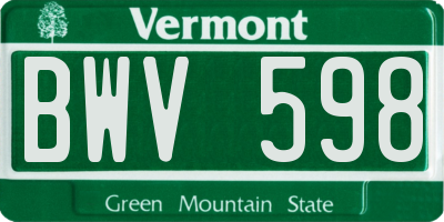 VT license plate BWV598