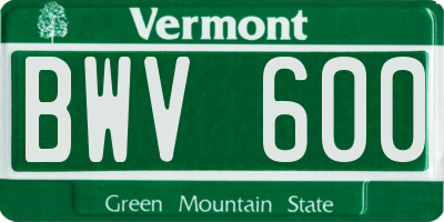 VT license plate BWV600