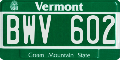 VT license plate BWV602