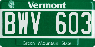VT license plate BWV603