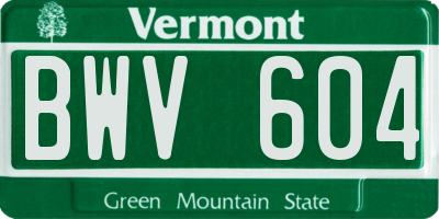 VT license plate BWV604