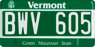VT license plate BWV605