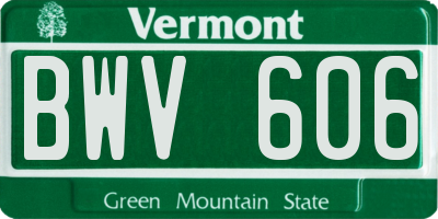 VT license plate BWV606