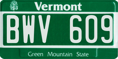 VT license plate BWV609